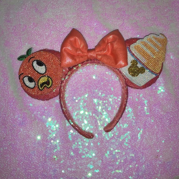 Custom Orange Bird And Dole Whipped Rhinestoned Repurposed Mouse Ears
